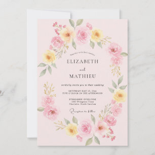Butter Peach Petal Wedding Invitation