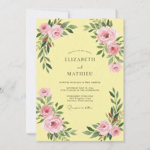 Butter Peony Leafy Wedding Invitation
