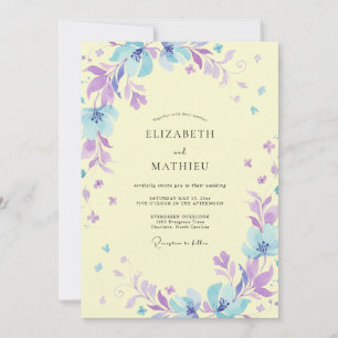 Butter Periwinkle Painted Wedding Invitation