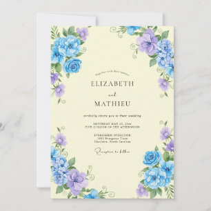 Butter Periwinkle Ranunculus Eucalyptus Wedding Invitation