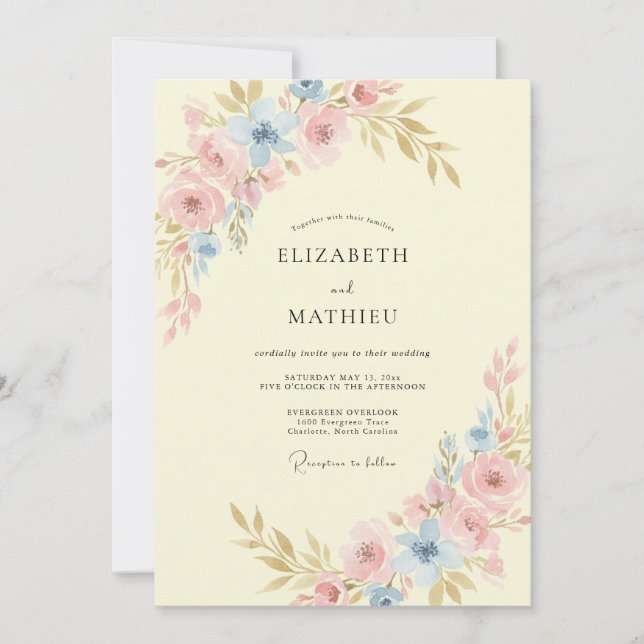 Butter Pink Wildflower Wedding Invitation (Front)