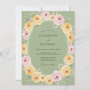 Butter Pink Wreath Wedding Invitation