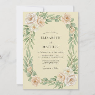 Butter Sage Leafy Wedding Invitation