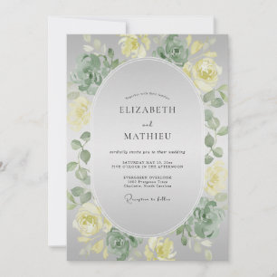 Butter Silver Blossom Wedding Invitation