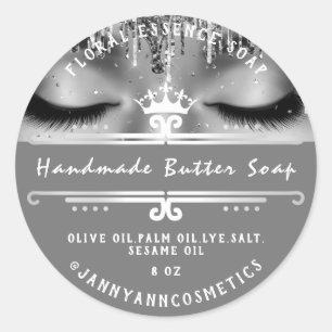 Butter Soap Cosmetics Grey Royal Princess Lashes Classic Round Sticker