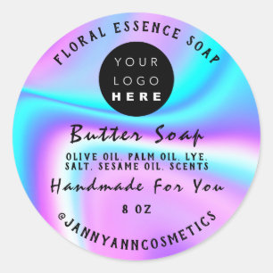 Butter Soap Cosmetics Handmade Holographic Pink Classic Round Sticker