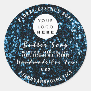 Butter Soap Cosmetics Handmade Logo Navy Glitter Classic Round Sticker
