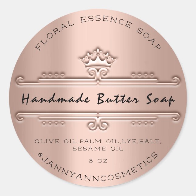 Butter Soap Cosmetics Royal Crown Rose Luxury Classic Round Sticker (Front)
