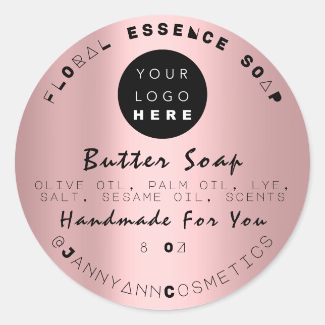 Butter Soap Cosmetics Unique Handmade Pink Logo Classic Round Sticker (Front)