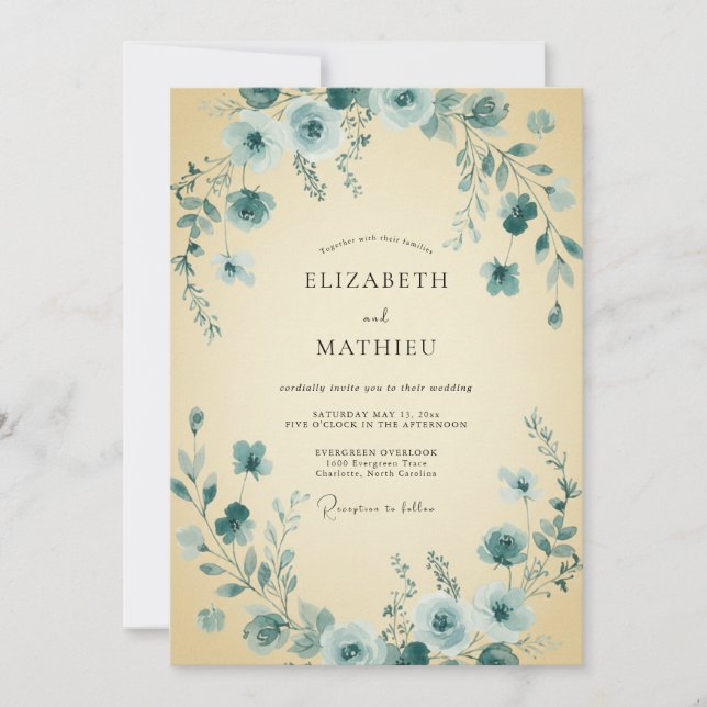 Butter Steel Vine Wedding Invitation (Front)