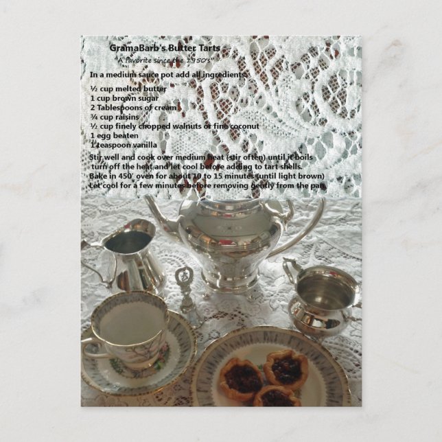 Butter Tarts Recipe Postcard (Front)