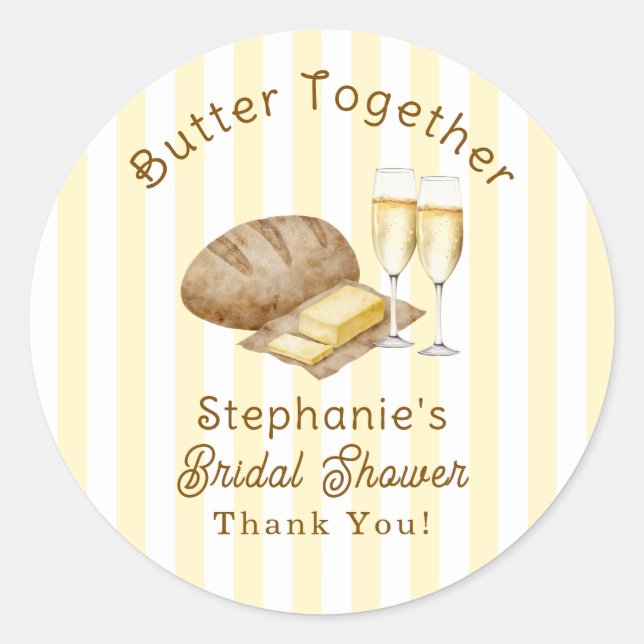 Butter Together Bread and Butter Bridal Shower Classic Round Sticker (Front)