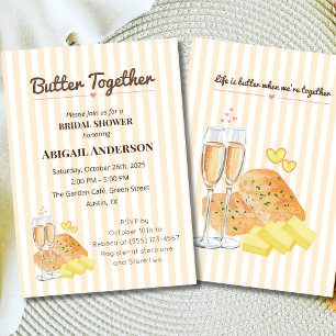 Butter Together Bridal Shower Champagne & Bread  Invitation