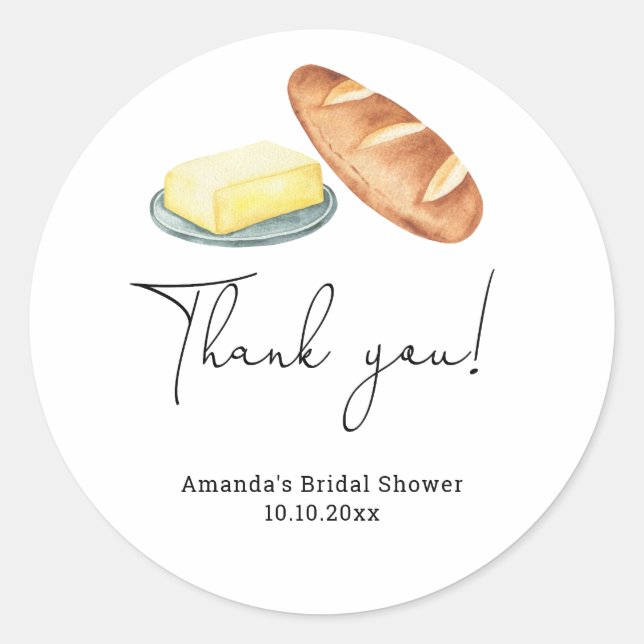 Butter Together Bridal Shower Thank you Classic Round Sticker (Front)