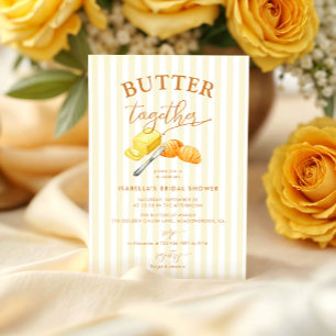 Butter Together Yellow Stripes Bridal Shower Invitation