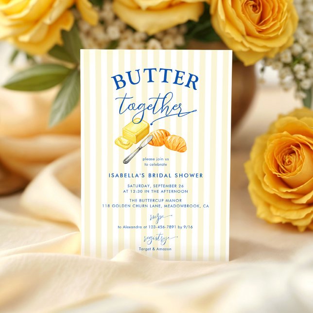 Butter Together Yellow Stripes Bridal Shower Invitation (Creator Uploaded)