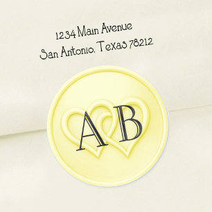 Butter Two Hearts Black Initials Wedding Classic Round Sticker