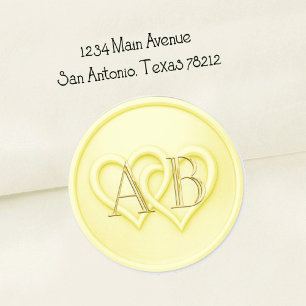 Butter Two Hearts Intertwined Monogram Wedding Classic Round Sticker