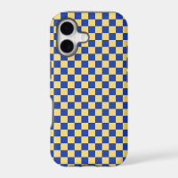 Butter yellow and blue checkered board pattern
