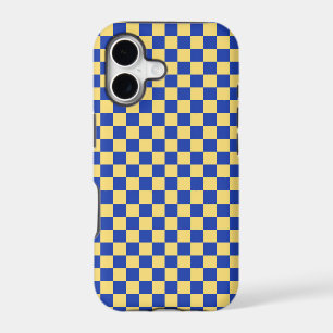 Butter yellow and blue checkered board pattern