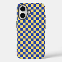 Butter yellow and blue checkered board pattern
