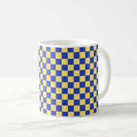 Butter yellow and blue checkered board pattern
