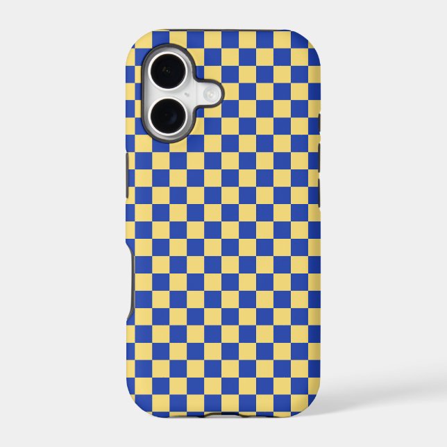 Butter yellow and blue chequered board pattern (Back)