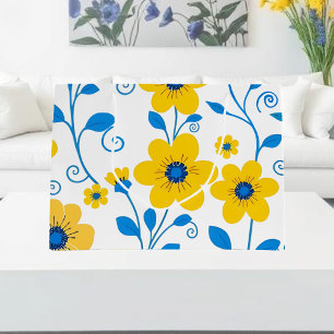 Butter Yellow and Blue Floral Large Gift Bag