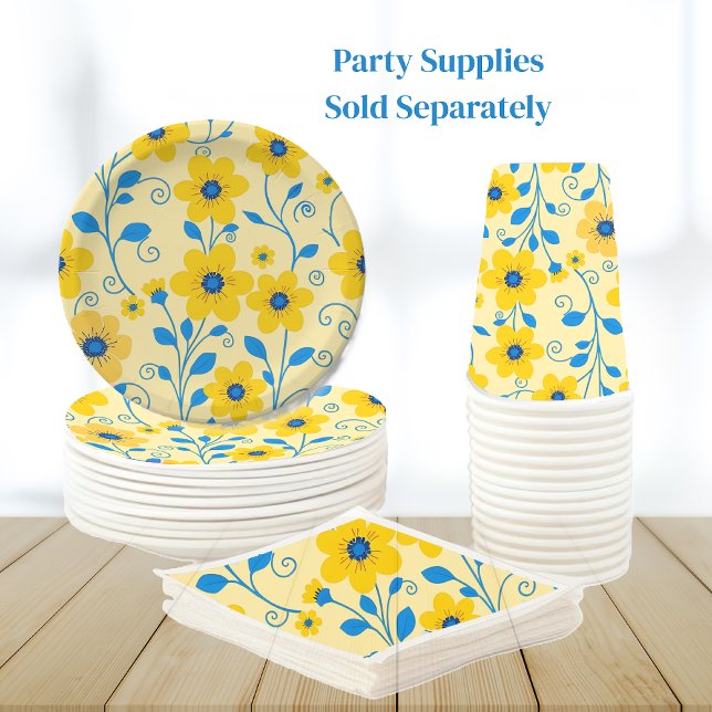 Butter Yellow and Blue Floral Napkin (Butter Yellow and Blue Floral-Party Supplies-Plates Napkins and Cups)