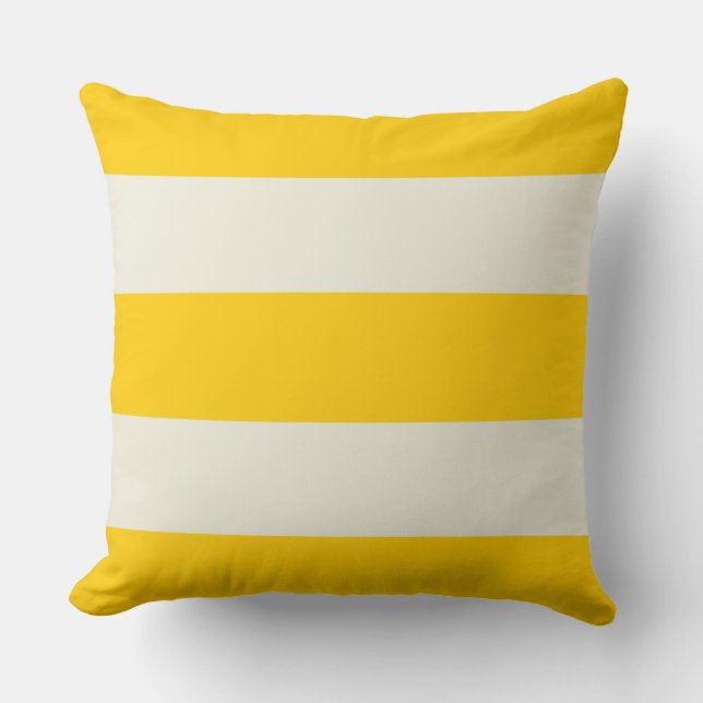 Butter Yellow and Ecru Stripe Pillow (Front)