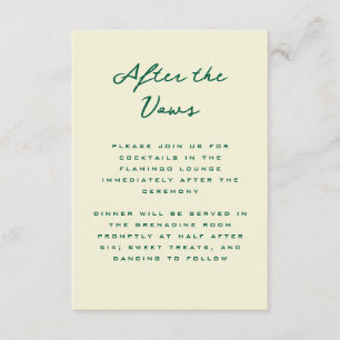 Butter Yellow and Green Simple Reception Enclosure Card
