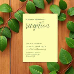 Butter Yellow and Sage Minimalist Reception Invitation