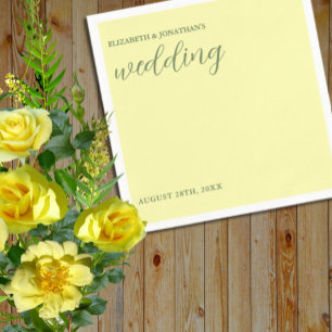 Butter Yellow and Sage Minimalist Wedding Napkin