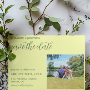 Butter Yellow and Sage Minimalist Wedding Save The Date