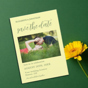 Butter Yellow and Sage Minimalist Wedding Save The Date
