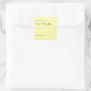 Butter Yellow and Sage Minimalist Wedding Square Sticker