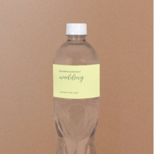 Butter Yellow and Sage Minimalist Wedding Water Bottle Label