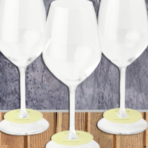 Butter Yellow and Sage Minimalist Wedding Wine Glass Tag