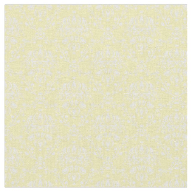 Butter Yellow and White Damask Fabric (Close Up)