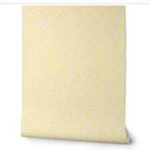 Butter Yellow and White Greek Key Pattern