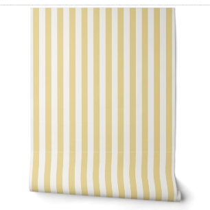 Butter Yellow and White Nursery Stripe Wallpaper