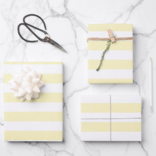 Butter Yellow and White Stripes Wrapping Paper Sheet
