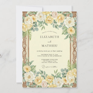 Butter Yellow Antique Rose Wedding Invitation