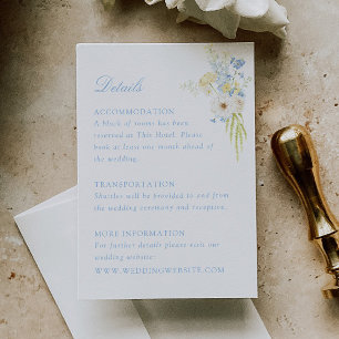Butter Yellow Baby Blue Floral Wedding Details Enclosure Card