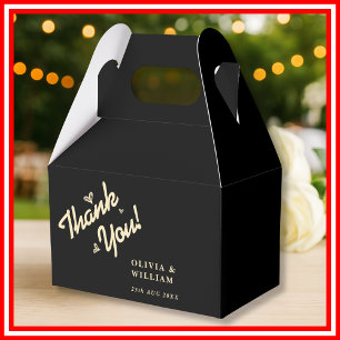 Butter Yellow Black Wedding Thank You Favour Box
