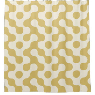 Butter Yellow Bold Retro Geometric Dots Shower Curtain