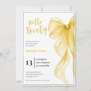 Butter Yellow Bow 30th Birthday Invitation