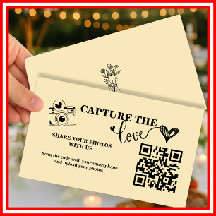 Butter Yellow Capture The Love QR Code Wedding Enclosure Card