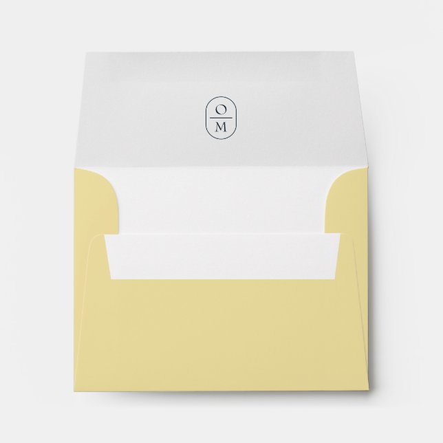 Butter Yellow | Chic Minimalist Monogram Wedding  Envelope (Back (Bottom))