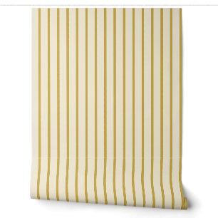 Butter Yellow Classic Farmhouse Ticking Stripe Wallpaper